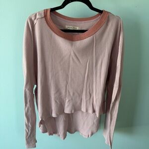 Free People We The Free Pink Long Sleeve Thermal Top Size Medium